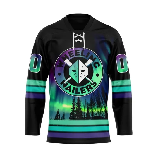 Discover Wheeling Nailers Special Design With Northern Lights Lace Hockey Shirt