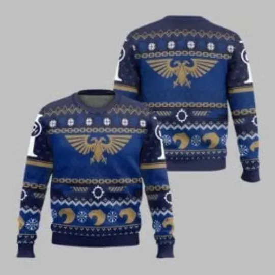 Discover 2025 Christmas Warhammer Icy Imperium Knitted Ugly Christmas Sweater