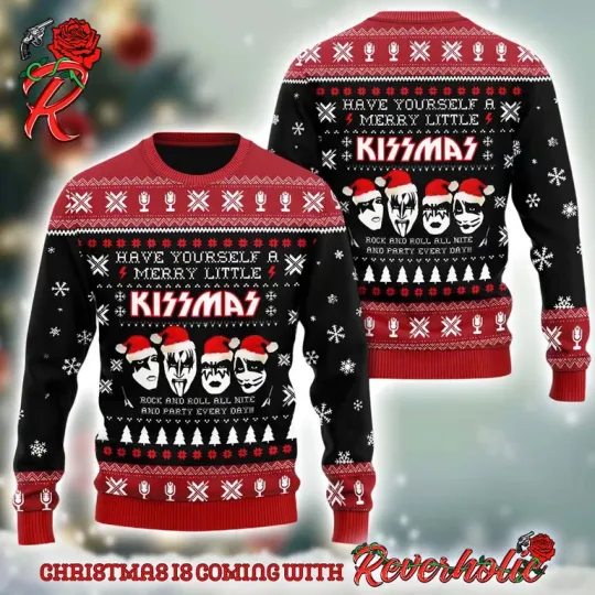 Discover Kiss Merry Little Kissmas Ugly Christmas Sweater, Holiday Party Sweater