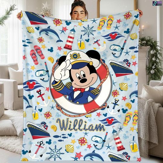 Discover Personalized Mickey Cruise Blanket, Disneyland Family Cruise Blanket, Mickey And Friends Cruise Throw Blanket, Family Cruise Vacation 2025