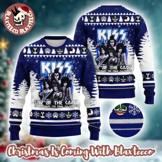 Discover Kiss Final 50 Shows Ugly Christmas Sweater Band Graphic Holiday Sweatshirt