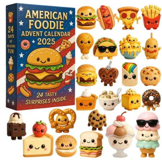 Discover American Foodie Advent Calendar 2025, 24 Tasty Surprise Acrylic Countdown Sets