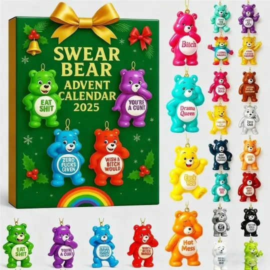 Discover Acrylic Advent Calendar Swear Bear 2025 - Daily Colorful Bear Gift Set