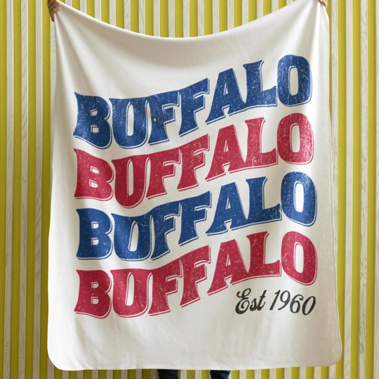 Discover Buffalo Football Velveteen Plush Blanket, Bill Retro Distressed Graphic Print, Fleece Throw, Home Decor, Bill Football Fan Gift