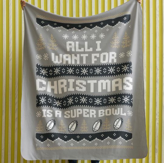 Velveteen Plush Blanket - New Orleans Football Ugly Sweater Christmas Blanket, Saint Super Bowl Gift, Winter Home Decor, Cozy Sofa Throw