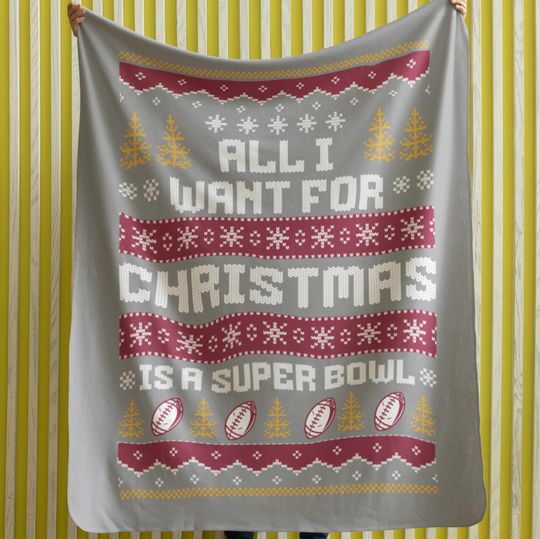 Velveteen Plush Blanket - Arizonna Football Ugly Sweater Christmas Blanket, Cardinal Super Bowl Gift, Winter Home Decor, Cozy Sofa Throw