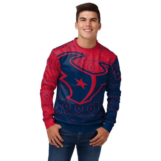 FOCO Men's football Houston Ugly Printed Sweater, Gift For Fan, Christmas Gift