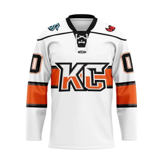 Discover Kansas City Mavericks Personalized 2025/26 White Lace Hockey Shirt Fullsize