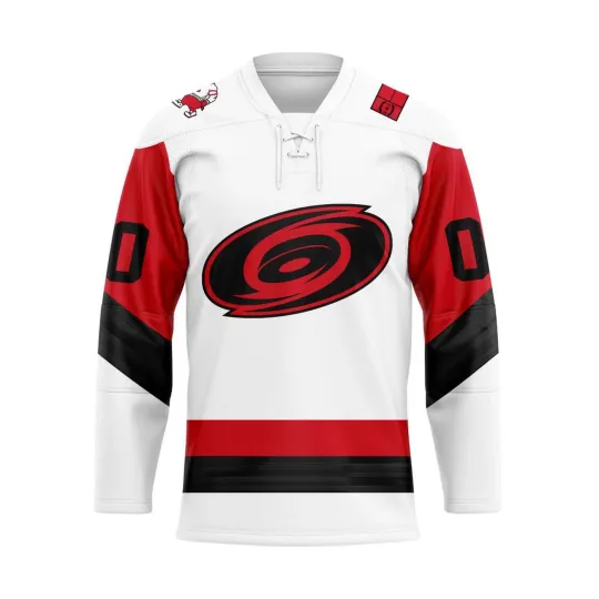 Discover Carolina Hurricanes Special 2025 White Design Lace Hockey Shirt Fullsize