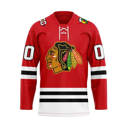 Discover Chicago Blackhawks Centennial Home Lace Hockey Shirt Fullsize