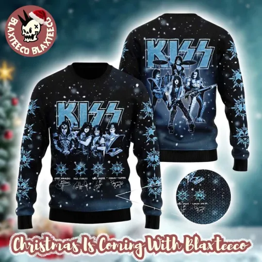 Discover K*iss Graphics Ugly Xmas Sweater, Signatures Snowy Night Holiday Gift 2025