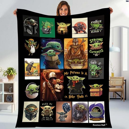Starwars Grogu Blanket, The Mandalorian Blanket, Galaxy's Edge Throw Blanket For Bed Couch Sofa, Starwars Fleece Blanket
