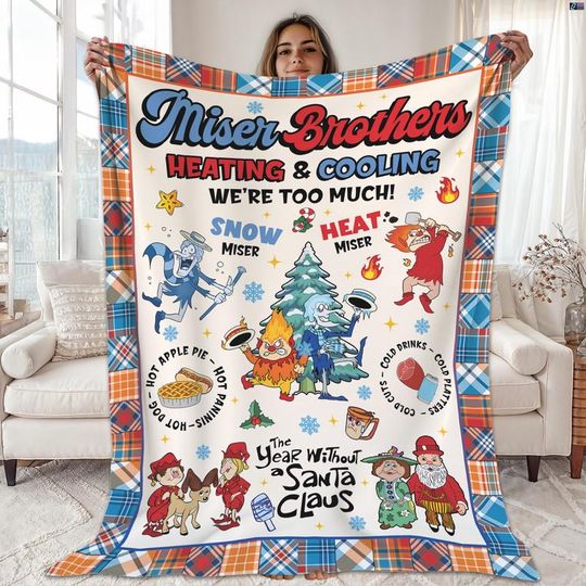 Discover Miser Brothers Heating And Cooling Fleece Blanket, Snow Miser And Heat Miser Blanket, Miser Brothers Christmas Blanket, Christmas Party 2025