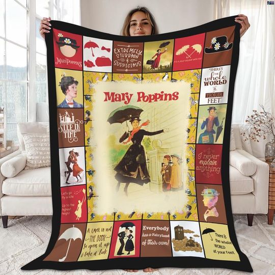 Mary Poppins Fleece Blanket, Mary Poppins Bert Throw Blanket For Bed Couch Sofa, World At Your Feet Blanket, Christmas Gift, Vintage Blanket