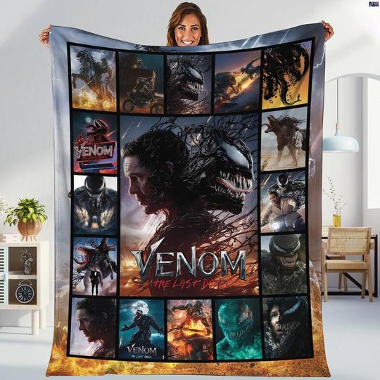 Venom The Last Dance Fleece Blanket, Venom Movies Blanket, We Are Venom, Superhero Throw Blanket For Bed Couch Sofa, Custom Superhero Gift