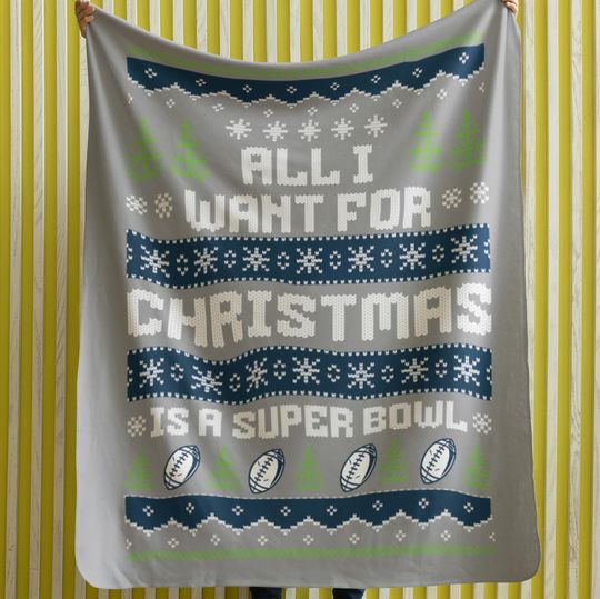 Velveteen Plush Blanket - Seattle Football Ugly Sweater Christmas Blanket, Seahawk Super Bowl Gift, Winter Home Decor, Cozy Throw