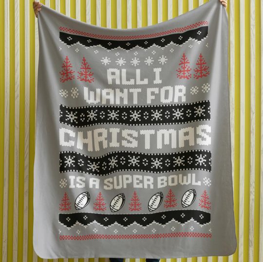 Velveteen Plush Blanket - Tampa Bay Football Ugly Sweater Christmas Blanket, Buccaneer Super Bowl Gift, Winter Home Decor, Cozy Sofa Throw