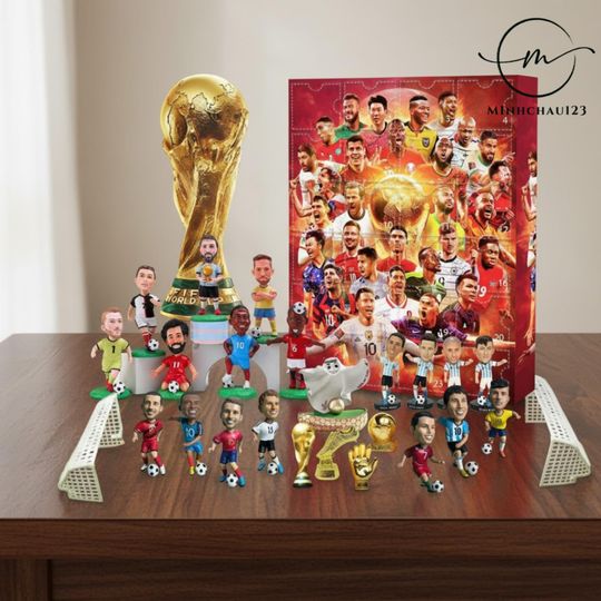 Discover Acrylic Advent Calendar 2024 World Cup, Soccer Surprise Box, Christmas Blind Box with 24 Figurines