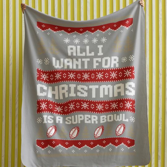 Velveteen Plush Blanket - San Francisco Football Ugly Sweater Christmas Blanket, Forty Niner Super Bowl Gift, Winter Home Decor, Cozy Throw