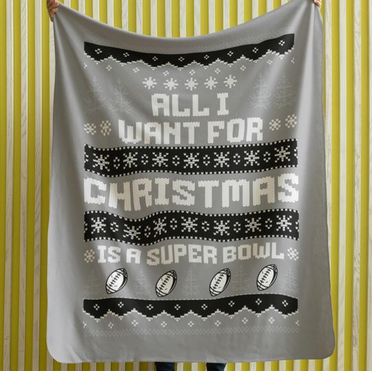 Velveteen Plush Blanket - Las Vegas Football Ugly Sweater Christmas Blanket, Raider Super Bowl Gift, Winter Home Decor, Cozy Sofa Throw