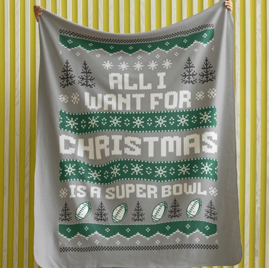 Velveteen Plush Blanket - New York Football Ugly Sweater Christmas Blanket, Jet Super Bowl Gift, Winter Home Decor, Cozy Sofa Throw