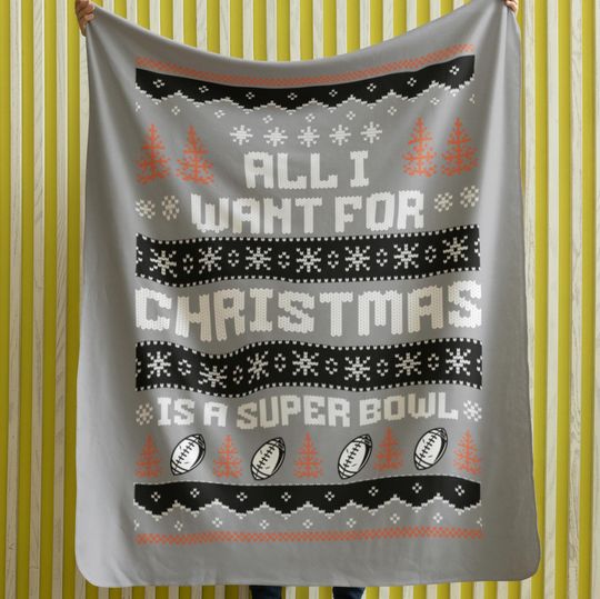 Velveteen Plush Blanket - Cincinnati Football Ugly Sweater Christmas Blanket, Bengal Super Bowl Gift, Winter Home Decor, Cozy Sofa Throw