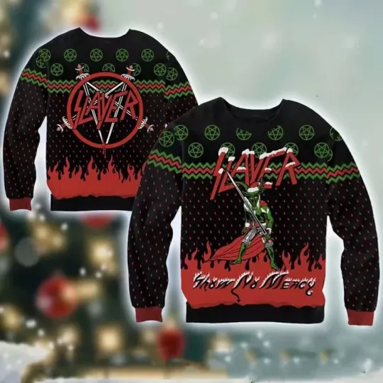 Discover BG Slayer Band Show No Mercy Holiday Gift For Fans Christmas Ugly Sweater