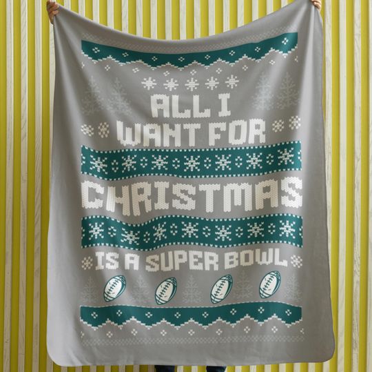 Velveteen Plush Blanket - Philadelphia Football Ugly Sweater Christmas Blanket, Eagle Super Bowl Gift, Winter Home Decor, Cozy Sofa Throw