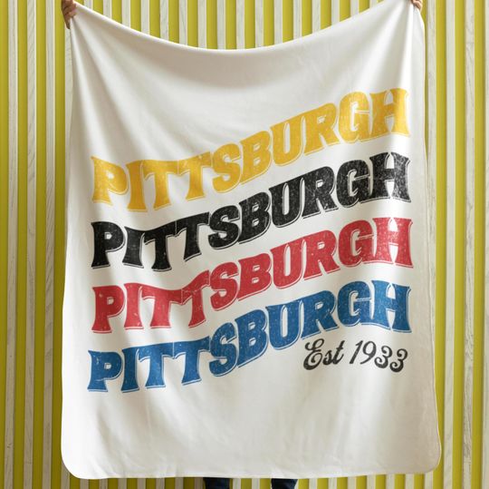 Discover Pittsburgh Football Velveteen Plush Blanket, Steeler Retro Distressed Graphic Print, Fleece Throw, Home Decor, Steeler Football Fan Gift