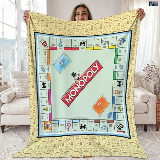 Board Game Monopoly Blanket, Monopoly Fleece Blanket, Monopoly Board Game Birthday Gift, Monopoly Game Blanket, Monopoly Board Game Blanket