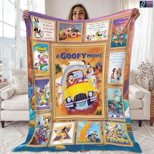 Disneyland A Goofy Movie Blanket, Goofy Max And Roxanne Disneyland Blanket, Disneyland Birthday Gift Blanket, Disneyland Christmas Blanket