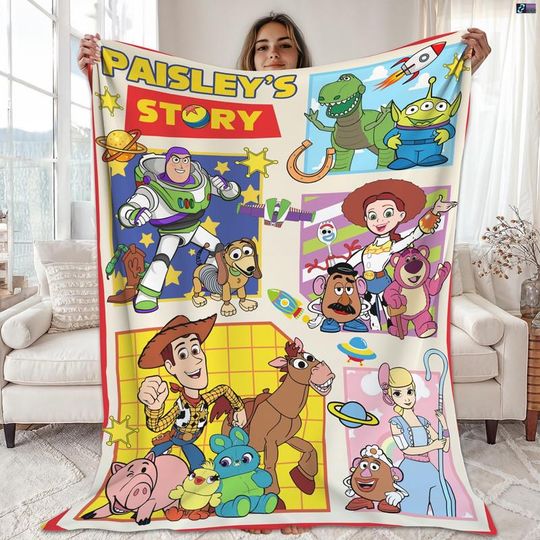 Personalized Toy Story Blanket, Buzz Lightyear Fleece Blanket, Woody Fleece Blanket, Toy Story Birthday Blanket, Christmas Toy Story Blanket