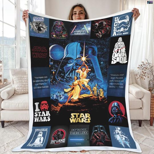Starwars Fleece Blanket, Darth Vader Leia Organa Throw Blanket For Bed Couch Sofa, Disneyland Movie, Galaxy Edge Trip, Starwars Blanket Gift