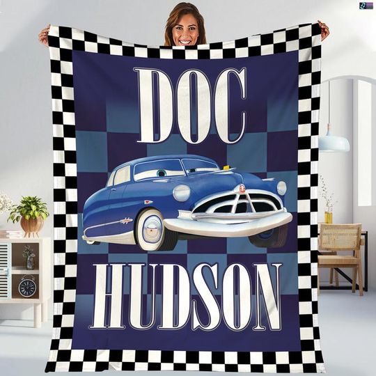 Disneyland Doc Hudson Fleece Blanket, Disneyland Pixar Car Movie Blanket, Disneyland Movies Throw Blanket For Bed Couch Sofa, Birthday Gift