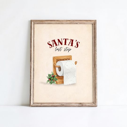 Discover Funny Christmas Bathroom Print | Santa's Last Stop Funny Bathroom Poster | Funny Santa Print | Toilet Humor Art for Christmas
