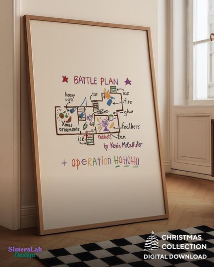Home Alone Battle Plan Poster: Kevin McCallister Funny Christmas Movie