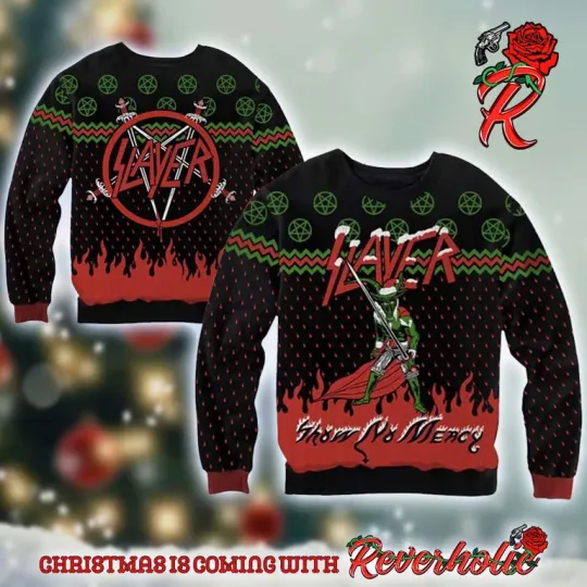 Discover Slayer Band Show No Mercy Holiday Ugly Sweater for Fans