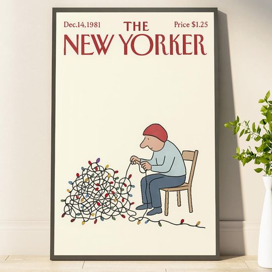 Discover New Yorker Holiday Poster Charming Christmas Lights Design Whimsical New Yorker Cover Perfect for Festive Decor