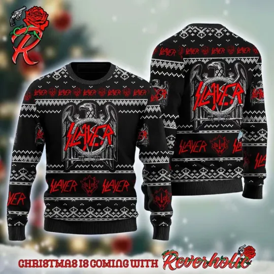 Discover Slayer Band Eagle Logo Christmas Ugly Sweater