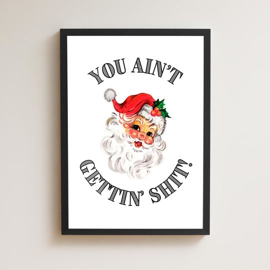 Discover Funny Santa Christmas Print, Sarcastic Festive Poster