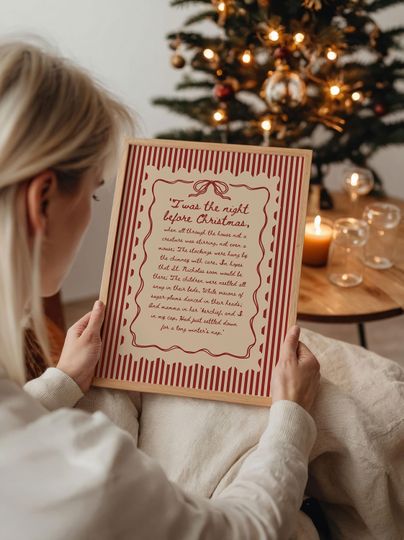 Discover Twas the Night Before Christmas Printable, Vintage Christmas Decor, Retro Holiday Wall Art, Farmhouse Christmas Print, Christmas Wall Art
