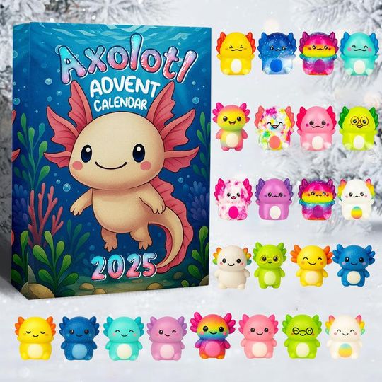 Discover Axolotl Advent Calendar 2025, Gift For Kid, Cute Christmas Countdown Box, Unique Gift for Kids, Animal Lover Holiday Decor, Xmas Keepsake