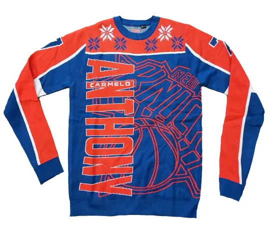 Discover Klew NBA New York Knicks Men's Carmelo Anthony Ugly Sweater, Orange