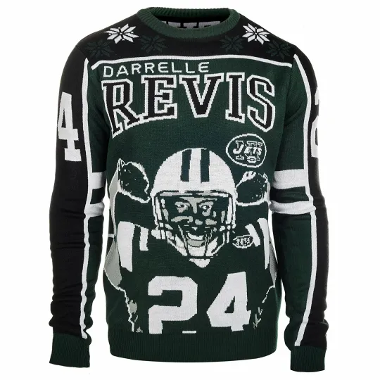 Discover KLEW football Men's New York Jets Darrelle Revis #24 Ugly Sweater
