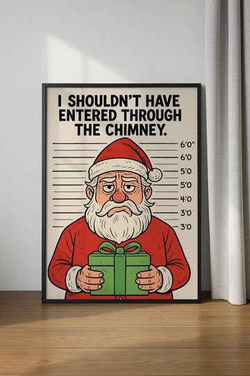 Discover Funny Santa Mugshot Poster, Santa Claus Quote Art, Christmas Poster, Merry Christmas Print, Funny Retro Christmas Wall Art, Holiday Poster