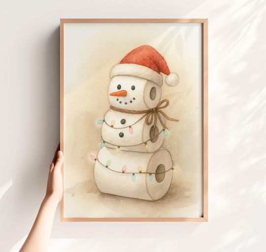 Discover Toilet Paper Snowman Christmas Print, Funny Bathroom Decor, Cute Holiday Wall Art, PRINTABLE Toilet Poster, Rustic Winter Printable Download