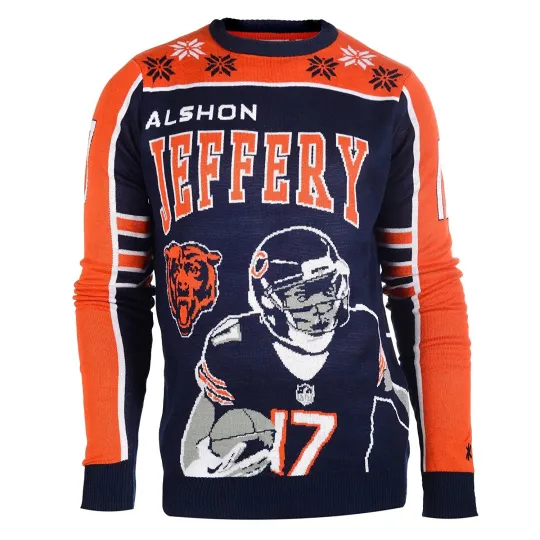 Discover KLEW football Men's Chicago Bears Alshon Jeffery #17 Ugly Sweater
