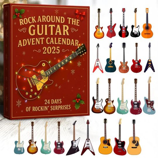 Discover Rock Guitar Advent Calendar Christmas 2025,Gift For Music Lover,Guitarist Present, Music Themed,Festive Home Decor, Guitar Decorations