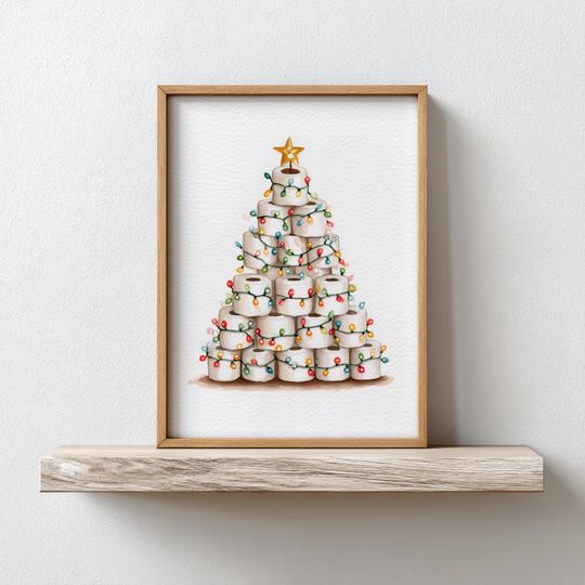 Discover Funny Christmas Bathroom Print, PRINTABLE Toilet Paper Tree Wall Art, Humorous Holiday Home Decor, Quirky Seasonal Powder Room Artwork