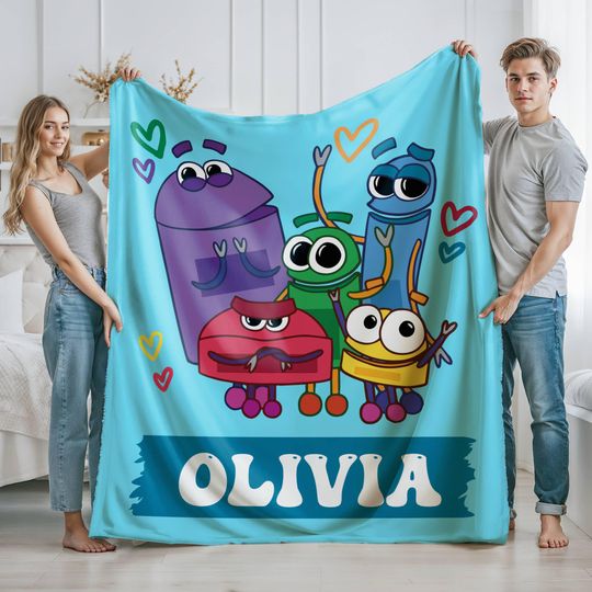 Discover Personalized StoryBots Answer Team Blanket, StoryBots Birthday Gift, Custom StoryBots Cartoon Bedding Baby Blanket, Cartoon Characters Gift